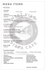 Westview Pizza Café Menu