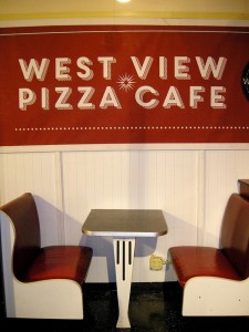 Westview Pizza Cafe Sign and Booths