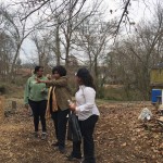 Westview neighbors discussing the shed