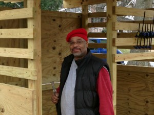 Westview neighbor building the shed