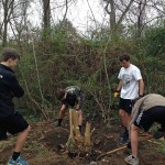 Atlanta Community Food Bank volunteers cleaning up the garden