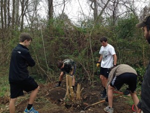 Atlanta Community Food Bank volunteers cleaning up the garden