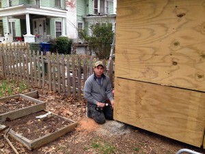 Westview neighbor building the shed