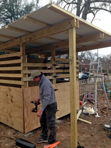 Westview neighbor building the shed