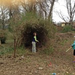 Volunteers cleaning up the garden